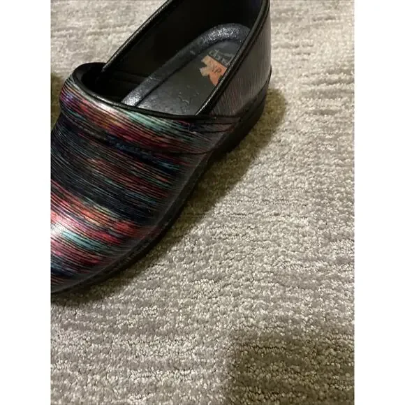 Dansko XP Striped Pro Leather Clog Size 9 US EUR 40 Slip On Comfort Rainbow - Picture 4 of 14
